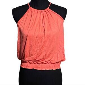 NWT Coin 1804 Halter Coral Pink Tank Top Women's M Medium